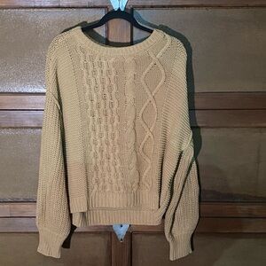 FP Movement by Free People Camel Knit Crewneck